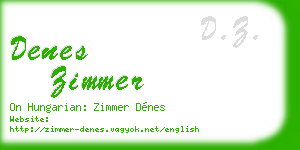 denes zimmer business card